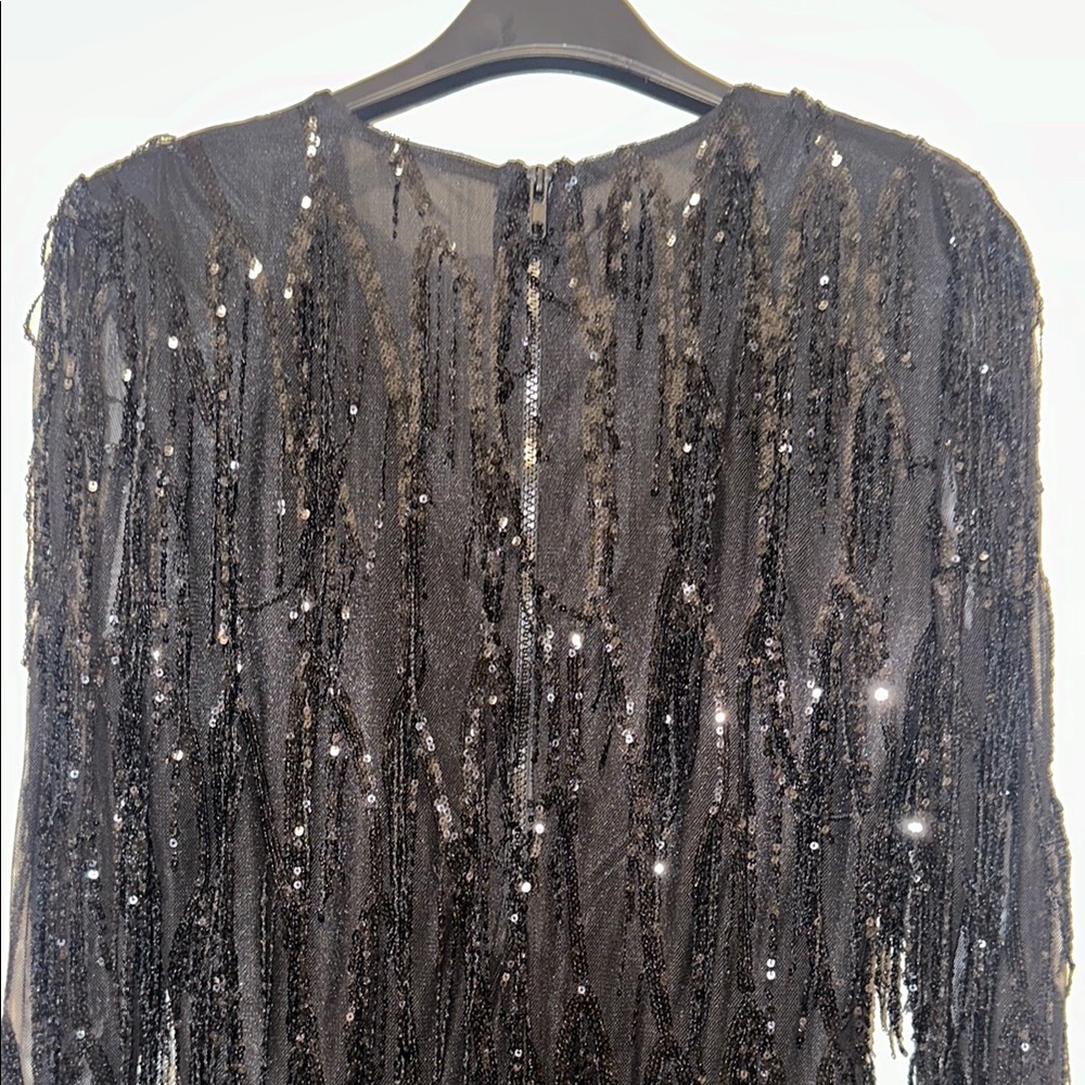 Zoya Black Sequin Fringe Dress - Picture 3 of 8
